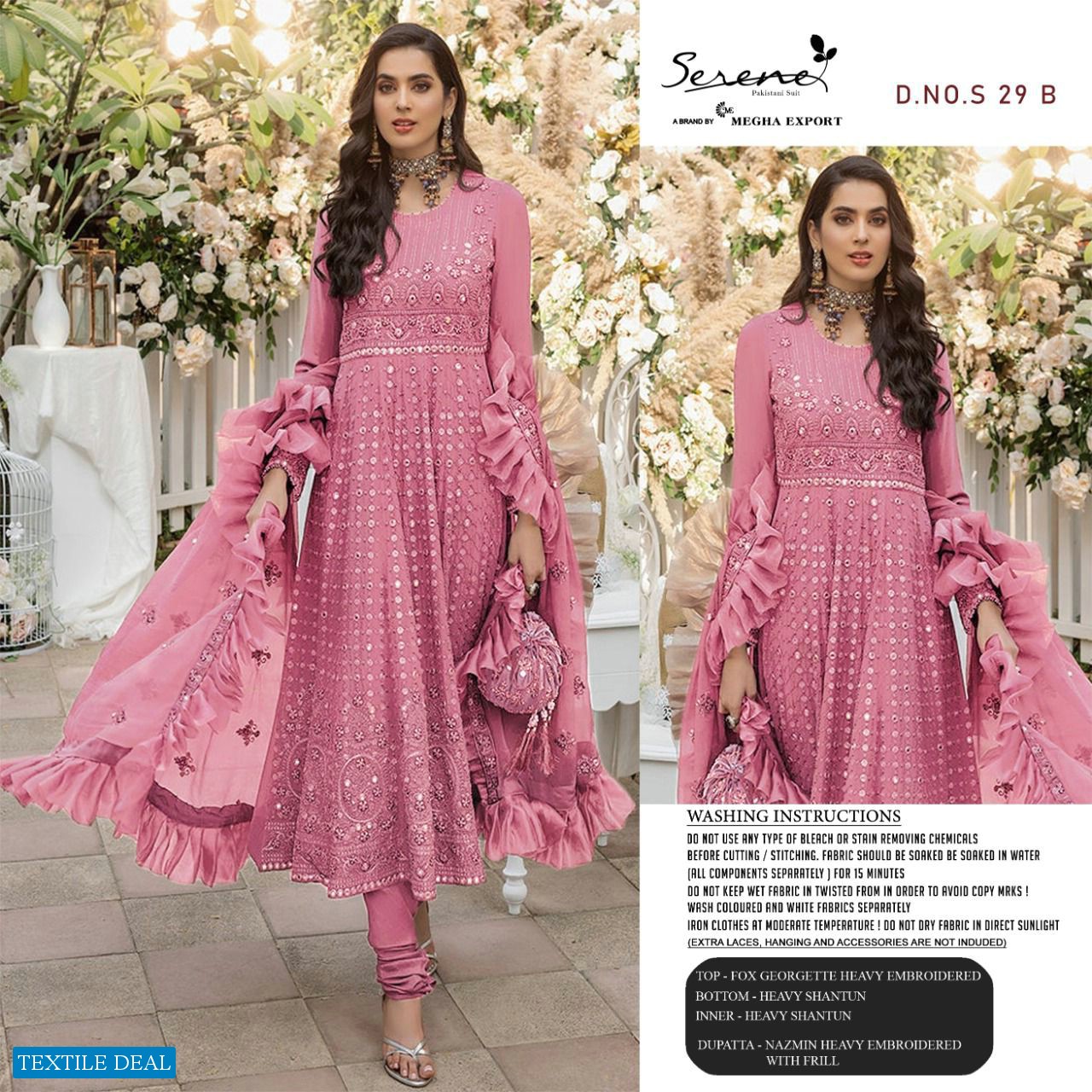 SERENE MEGHA EXPORTES ETHENA S 29 GEORGETTE WORK ELEGANT FANCY SALWAR KAMEEZ