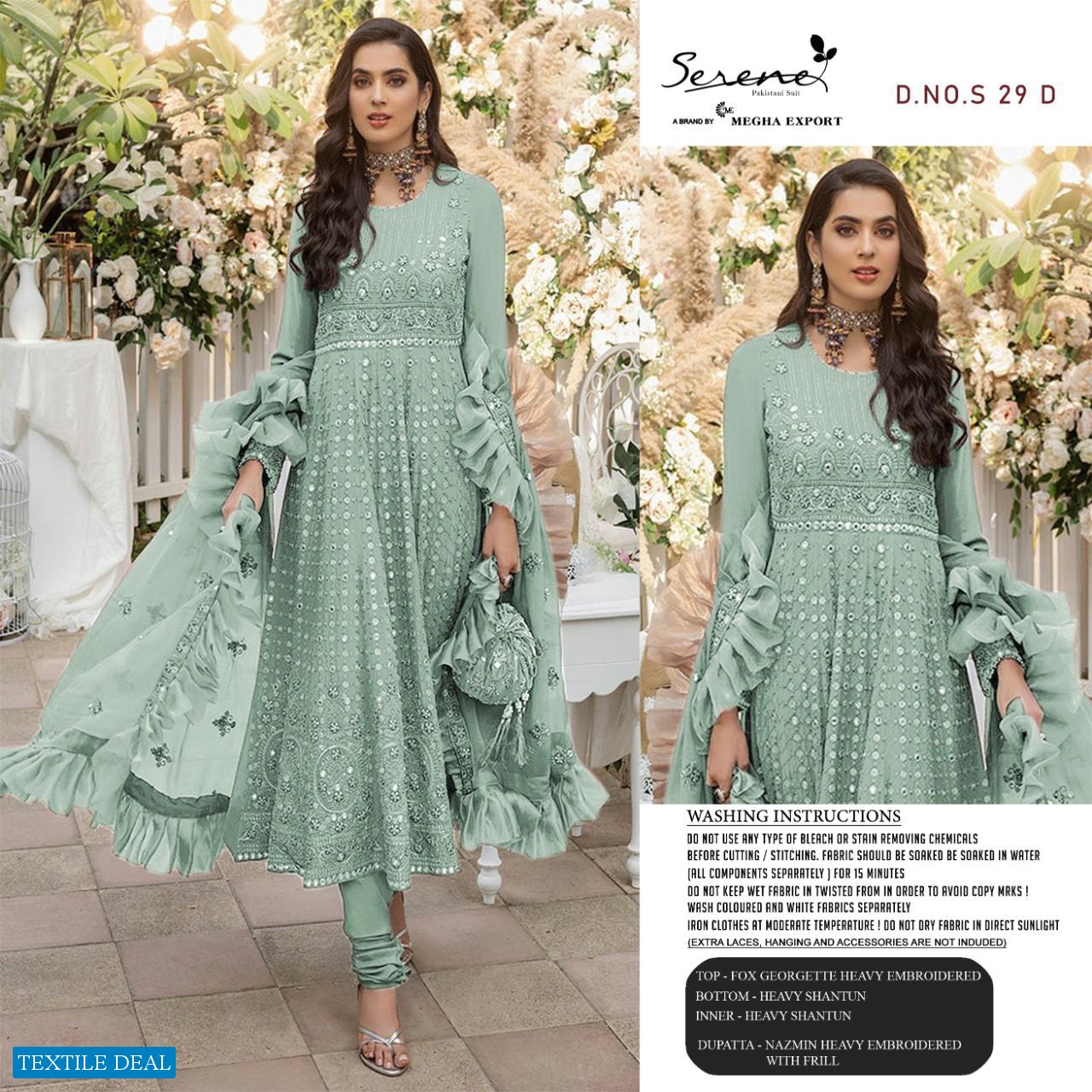 SERENE MEGHA EXPORTES ETHENA S 29 GEORGETTE WORK ELEGANT FANCY SALWAR KAMEEZ