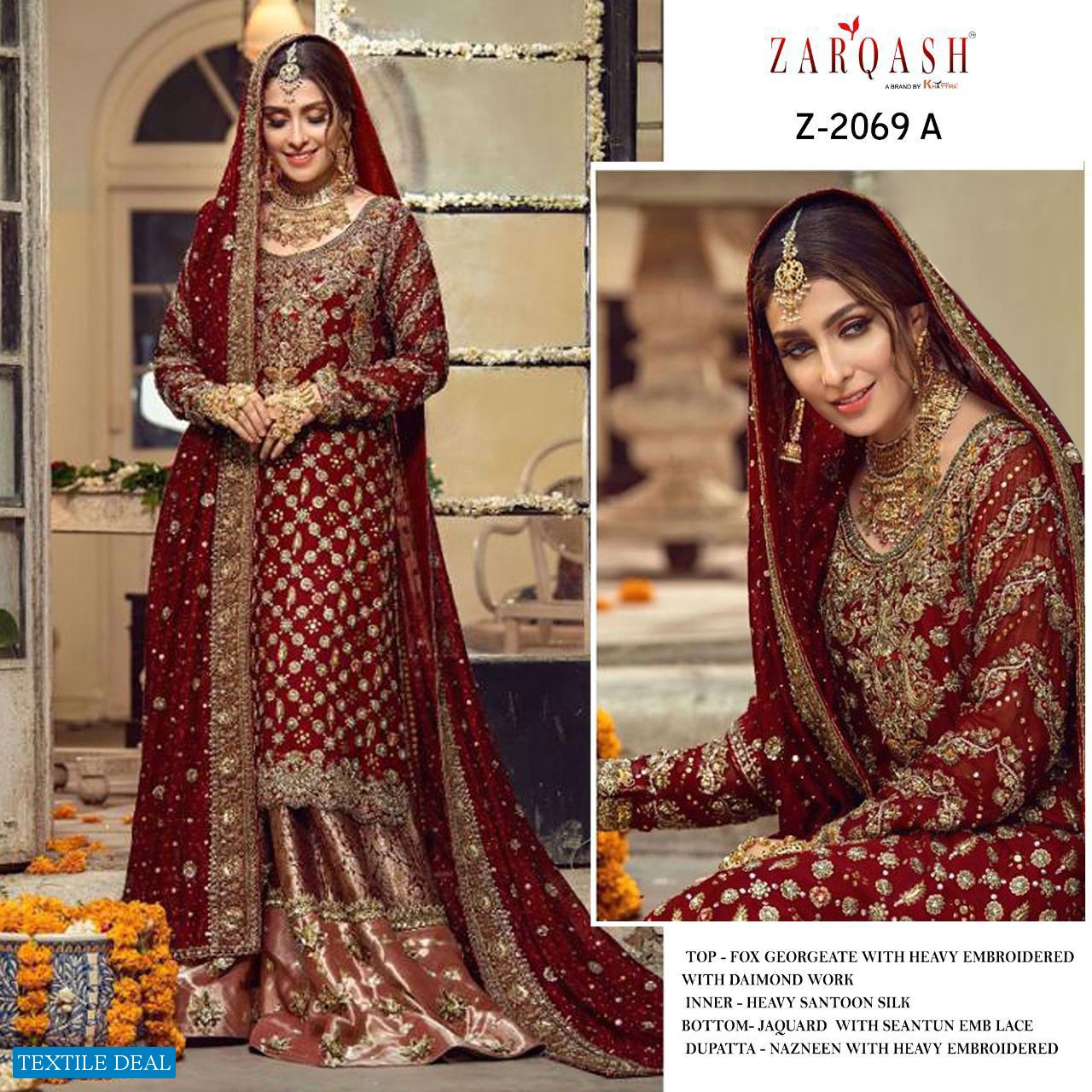 Zarqash Crimson Z-2069 Wholesale Pakistani Concept Dress