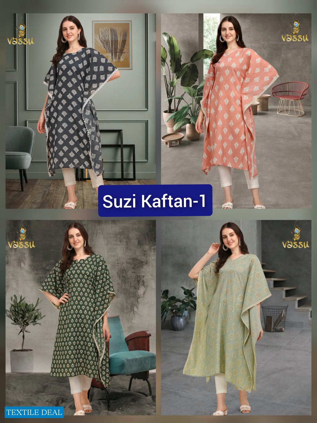 Vassu Suzi Kaftan Vol-1 Wholesale Kaftan Top With Pants