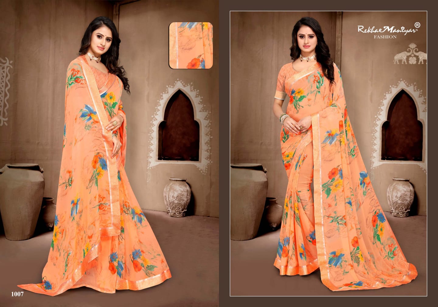 FLOWER GEORGETTE BY REKHA MANIYAR FASHION WEIGHTLESS PRINTED SAREES