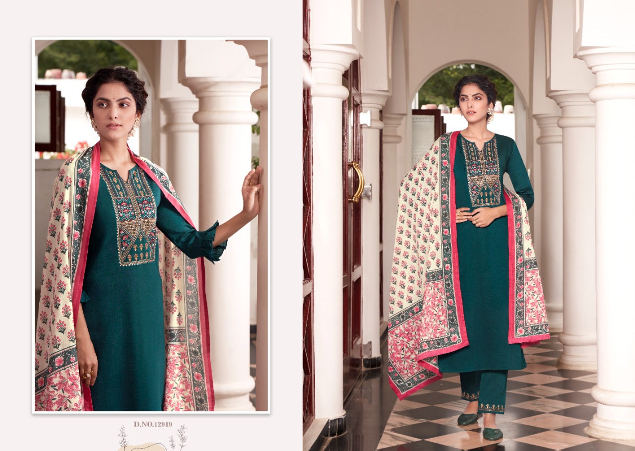 KALAROOP PURIKA VOL 4 TOP WITH PANT AND DUPATTA CHINON SILK FABRICS READYMADE