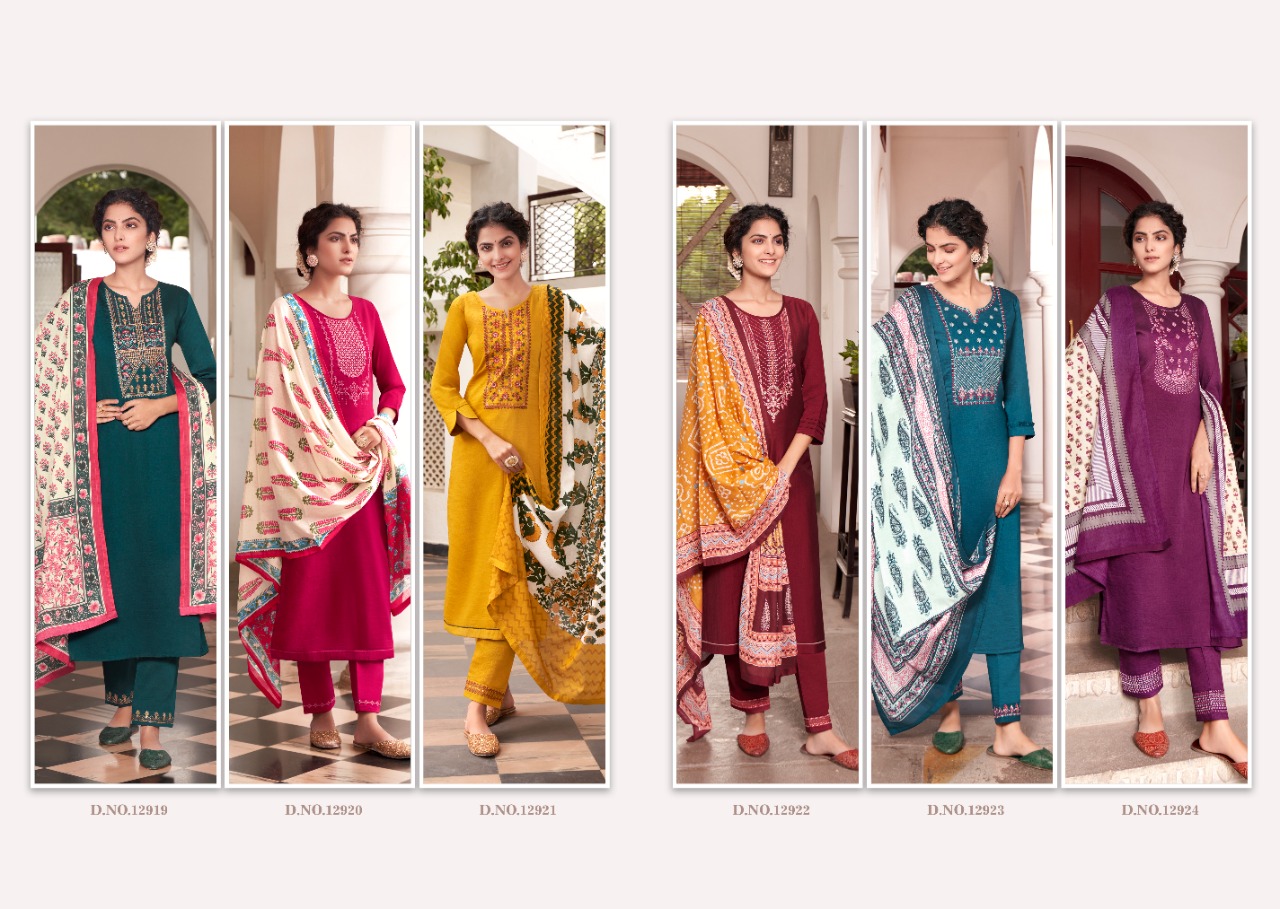 KALAROOP PURIKA VOL 4 TOP WITH PANT AND DUPATTA CHINON SILK FABRICS READYMADE