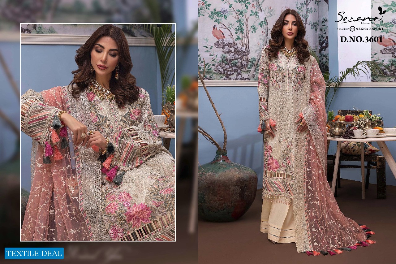 SERENE ADAN LIBAS RAVIA VOL 3 BY MEGHA EXPORTES GEORGETTE WORK SPECIAL PAKISTANI SUITS