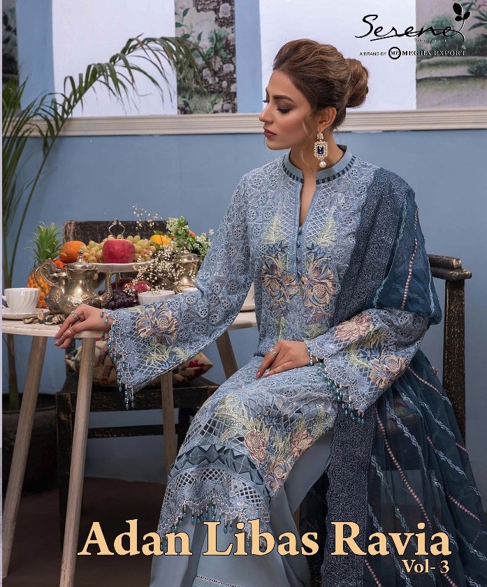 SERENE ADAN LIBAS RAVIA VOL 3 BY MEGHA EXPORTES GEORGETTE WORK SPECIAL PAKISTANI SUITS
