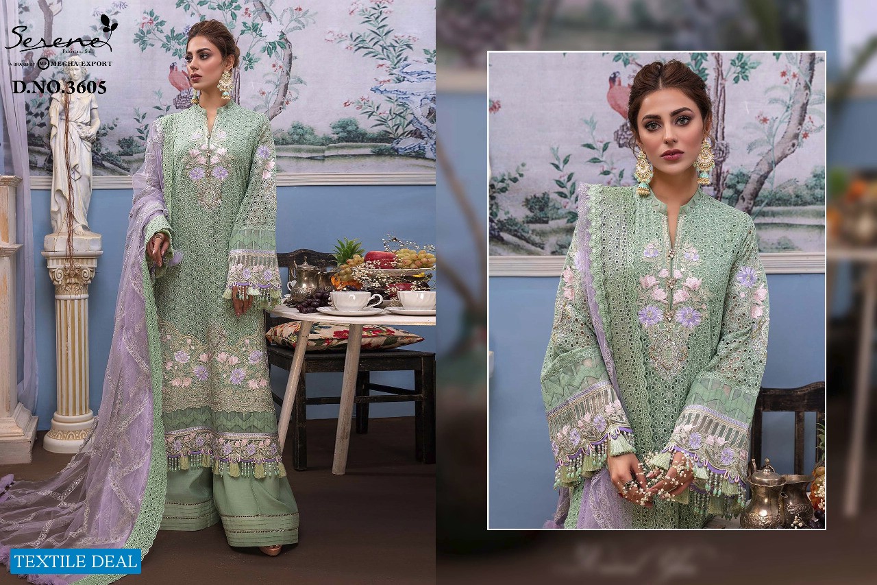 SERENE ADAN LIBAS RAVIA VOL 3 BY MEGHA EXPORTES GEORGETTE WORK SPECIAL PAKISTANI SUITS