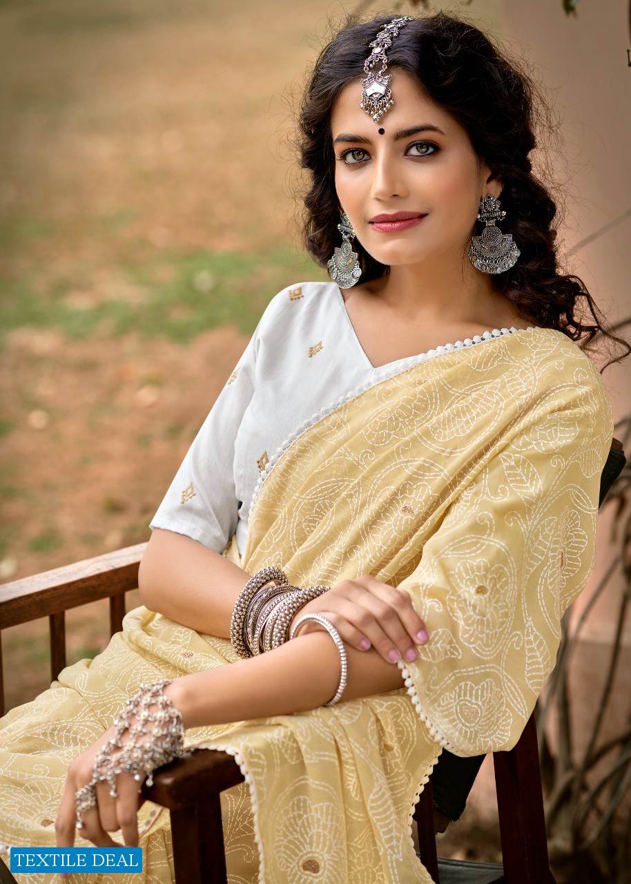 AKANSHA BY KASHVI GEORGETTE DESIGNER SAREE WITH RESHAM WORK BLOUSE