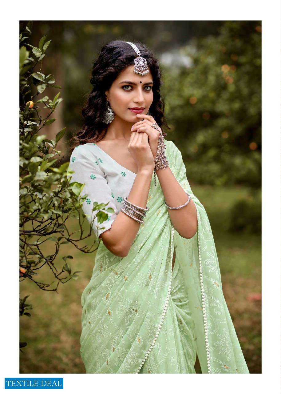 AKANSHA BY KASHVI GEORGETTE DESIGNER SAREE WITH RESHAM WORK BLOUSE