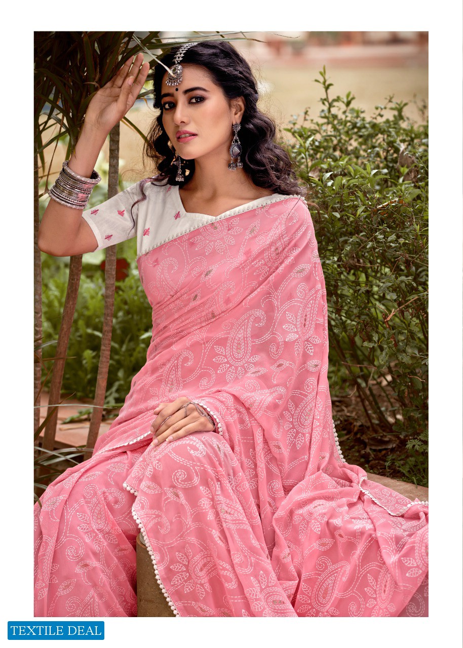 AKANSHA BY KASHVI GEORGETTE DESIGNER SAREE WITH RESHAM WORK BLOUSE