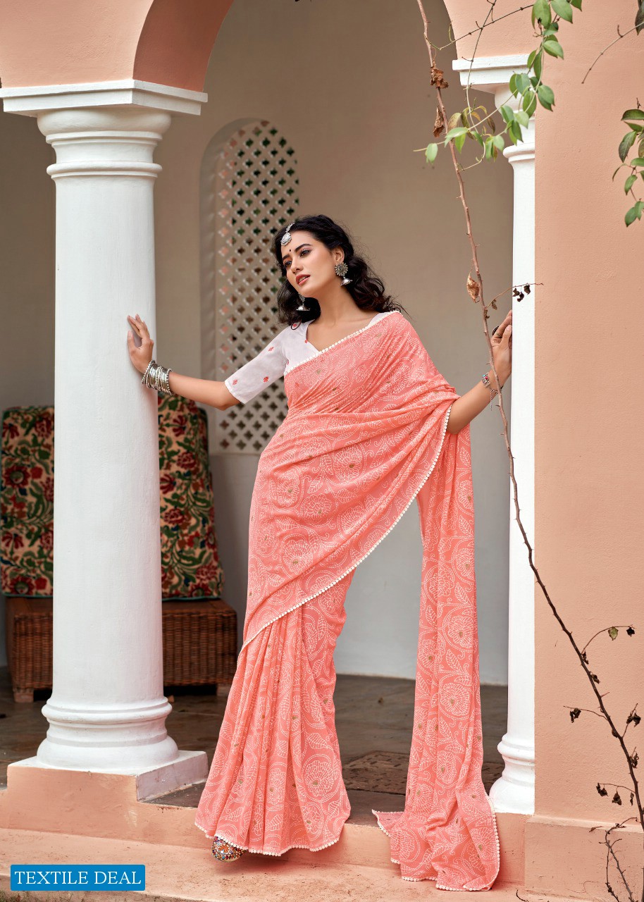 AKANSHA BY KASHVI GEORGETTE DESIGNER SAREE WITH RESHAM WORK BLOUSE