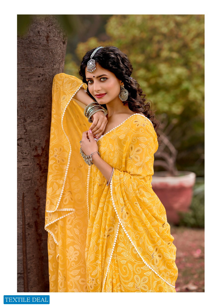 AKANSHA BY KASHVI GEORGETTE DESIGNER SAREE WITH RESHAM WORK BLOUSE