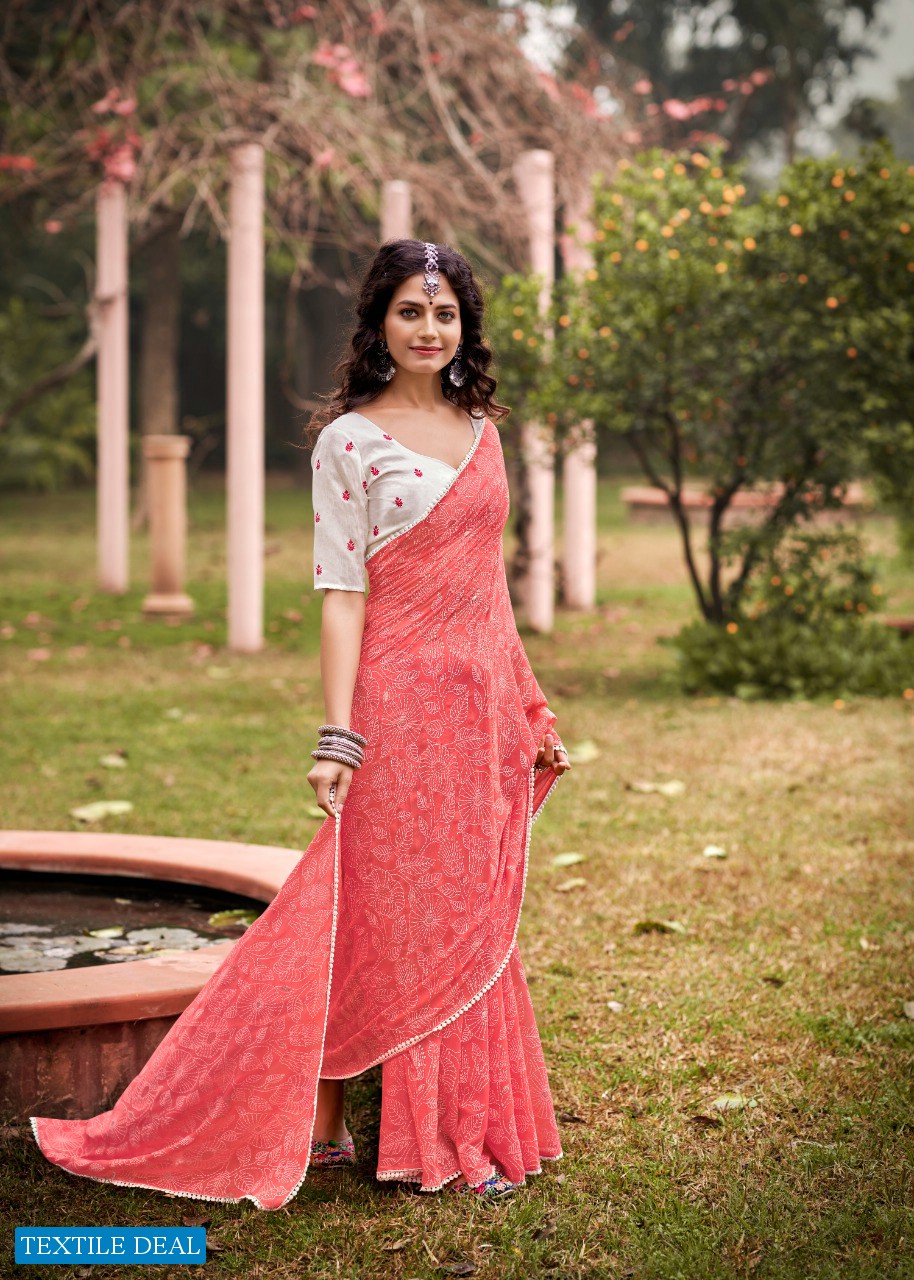 AKANSHA BY KASHVI GEORGETTE DESIGNER SAREE WITH RESHAM WORK BLOUSE