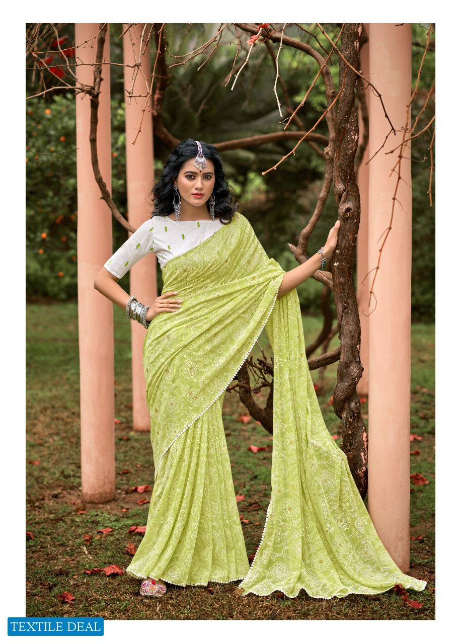 AKANSHA BY KASHVI GEORGETTE DESIGNER SAREE WITH RESHAM WORK BLOUSE