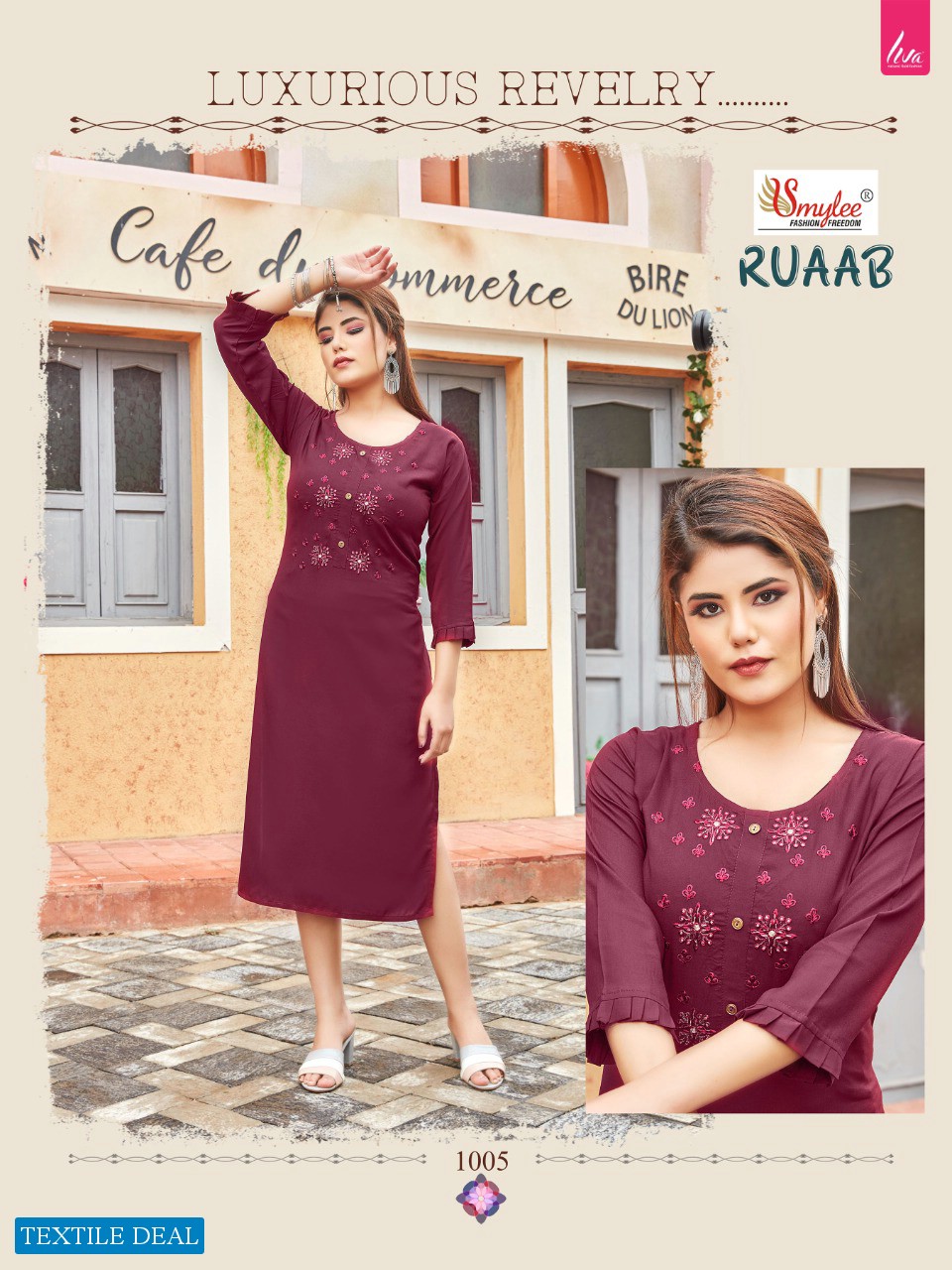 Smylee Ruaab Wholesale reyon Long Kurtis Catalogs