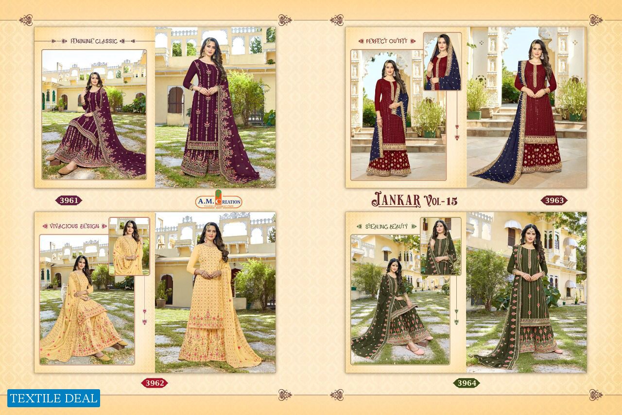 A M Creation Jakar Vol-15 wholesale Gharara Bottom Salwar Kameez