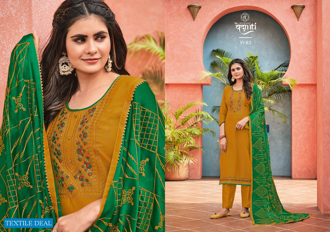 VEDANTI NAZAKAT SILK EMBROIDERY WORK CASUAL WEAR DRESSES SUPPLIER