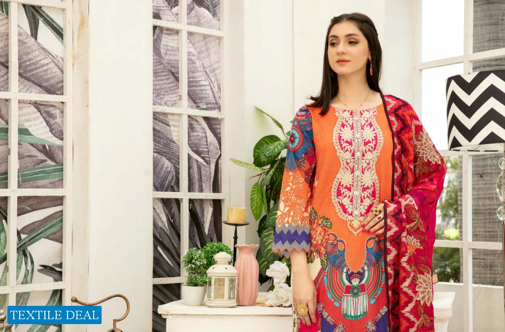 Adans Libas Hareer Digital Printed And Embroidered Suvic Chiffon Dupatta