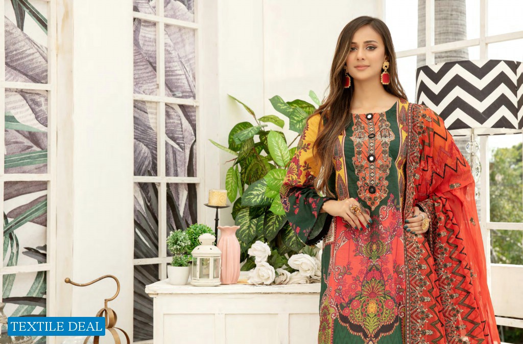 Adans Libas Hareer Digital Printed And Embroidered Suvic Chiffon Dupatta
