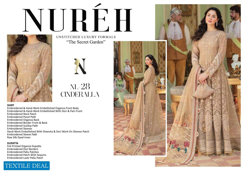 Nureh Unstitched Luxury Formals The Secret Garden Wholesale Pakistani Concept Dress