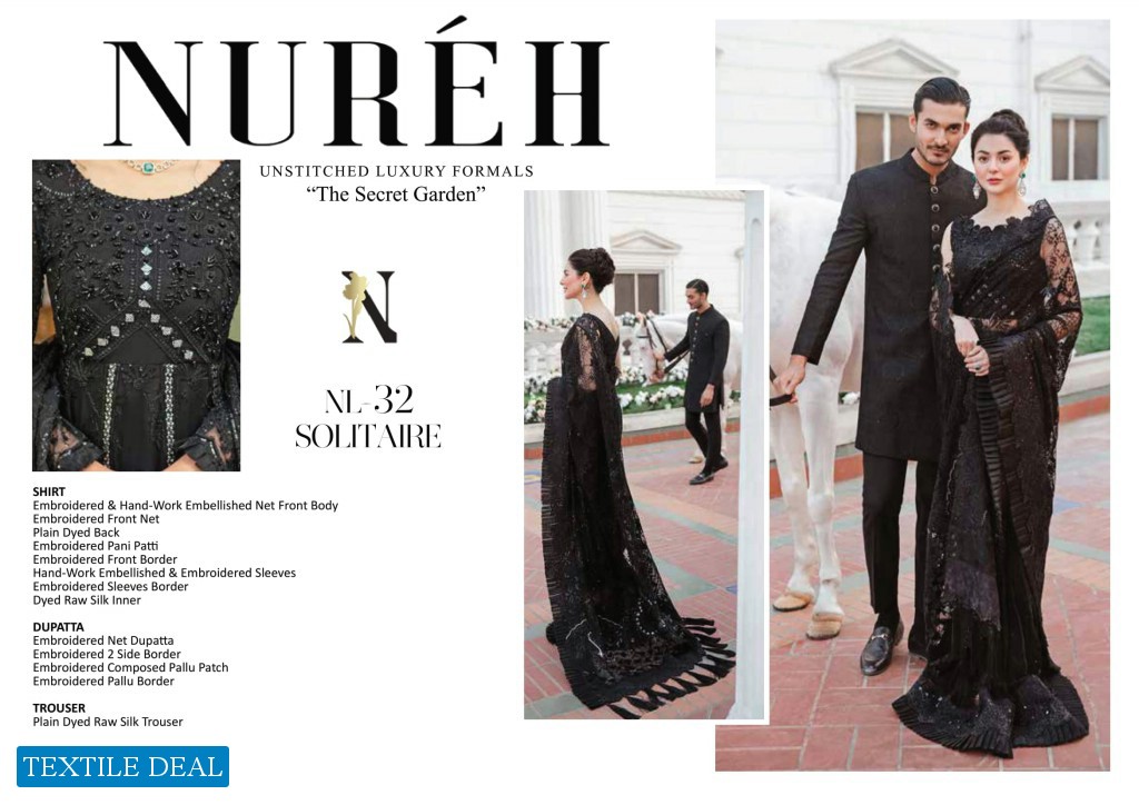 Nureh Unstitched Luxury Formals The Secret Garden Wholesale Pakistani Concept Dress