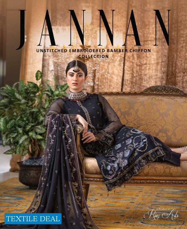 Riaz Arts Jannan Wholesale Unstitched Embroidered Bamber Chiffon Collection