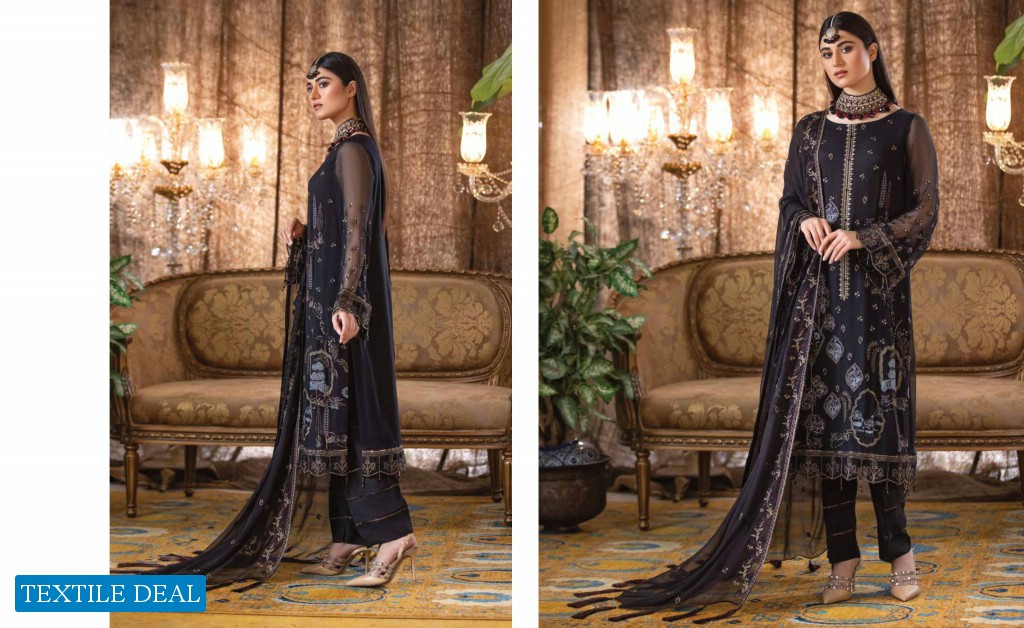 Riaz Arts Jannan Wholesale Unstitched Embroidered Bamber Chiffon Collection