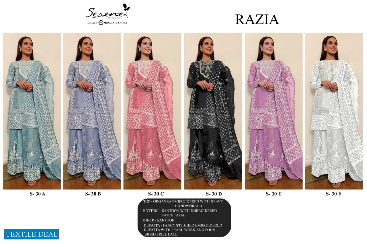 SERENE MEGHA EXPORTS RAZIA ORGANZA EMBROIDERY DESIGNER SALWAR KAMEEZ