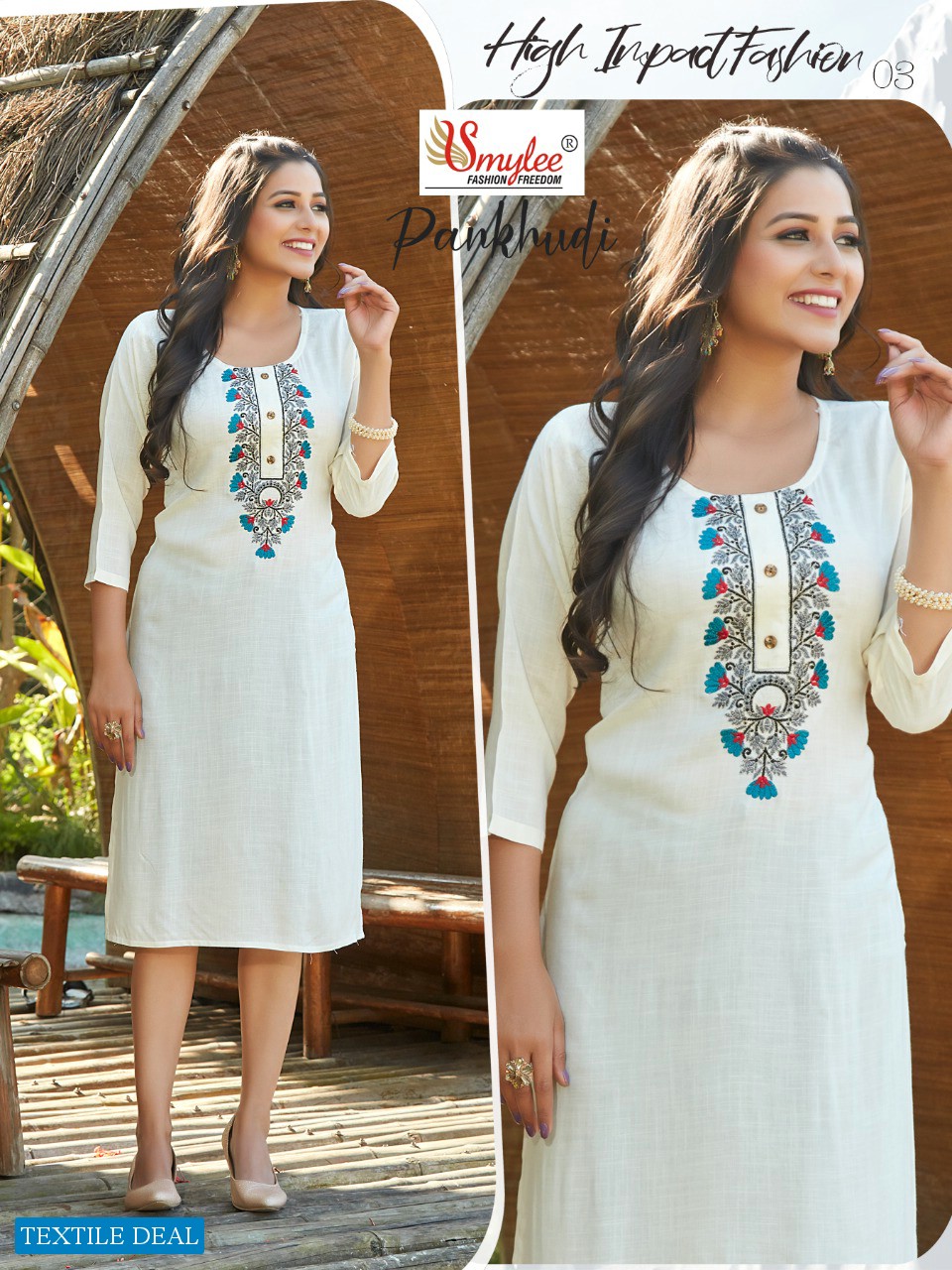 Smylee Pankhudi Wholesale Embroidered Work Long Kurtis