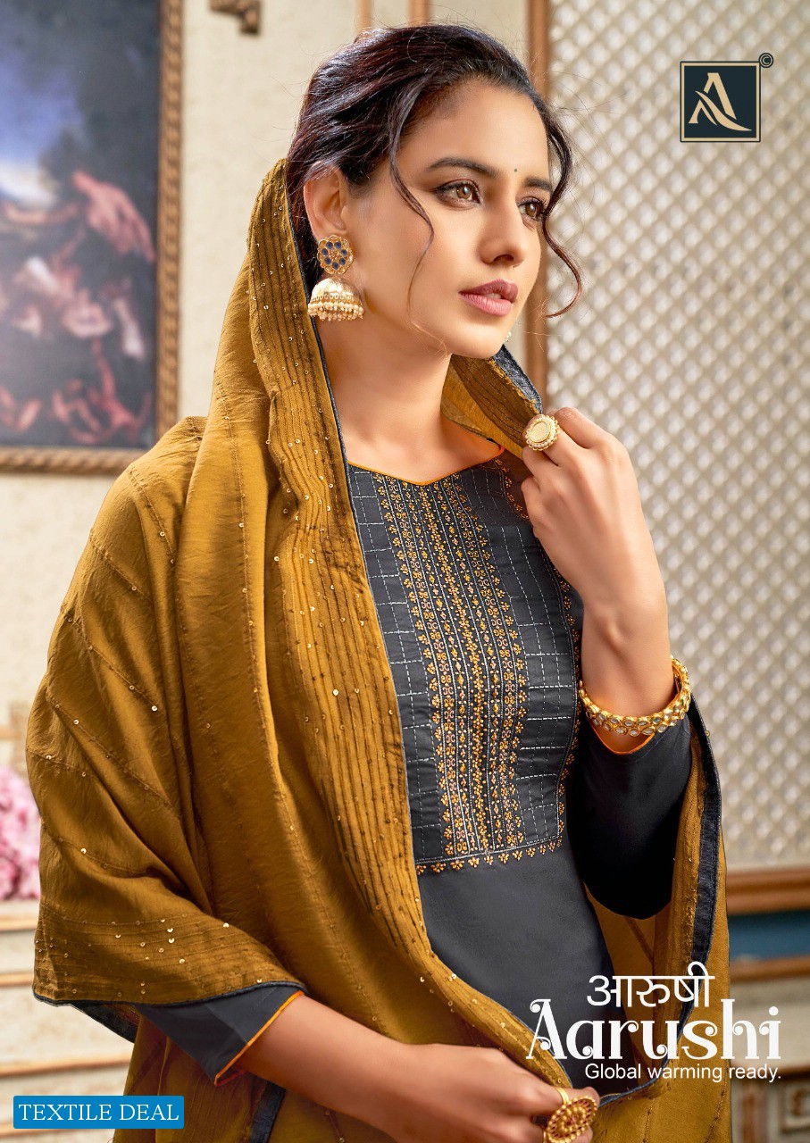 Alok Aarushi Wholesale Pure Zam Cotton Work Dress Material