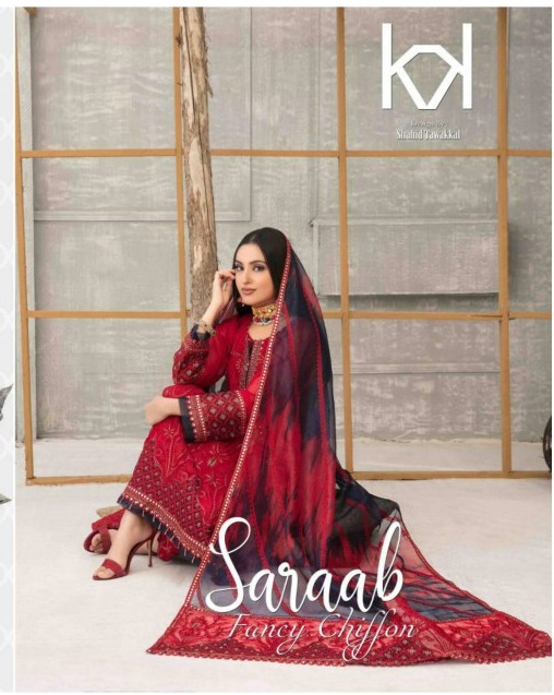 Tawakkal Saraab Wholesale Fancy Chiffon Fabrics Pakistani Dress