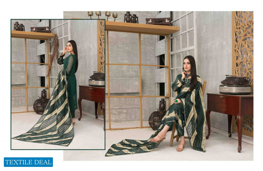 Tawakkal Saraab Wholesale Fancy Chiffon Fabrics Pakistani Dress