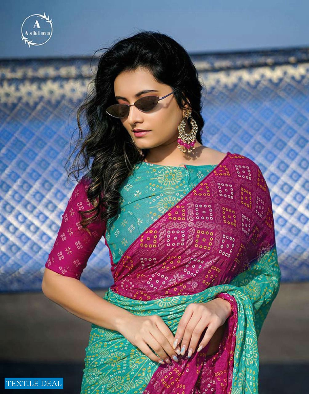 ASHIMA BANDHNI FOILY ETHNI WEAR SAREE DESIGN BEST RATE SELLER