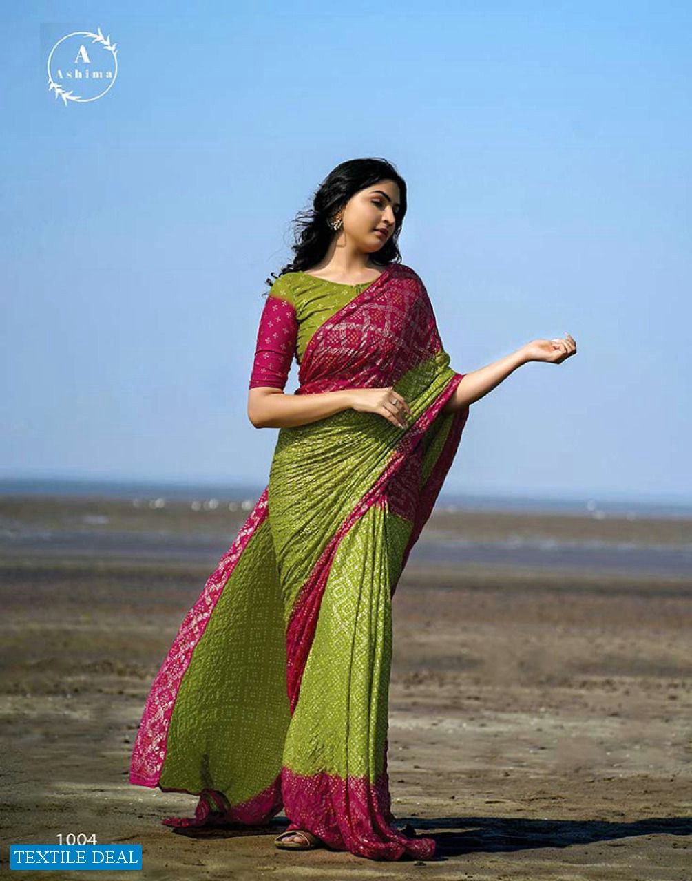 ASHIMA BANDHNI FOILY ETHNI WEAR SAREE DESIGN BEST RATE SELLER