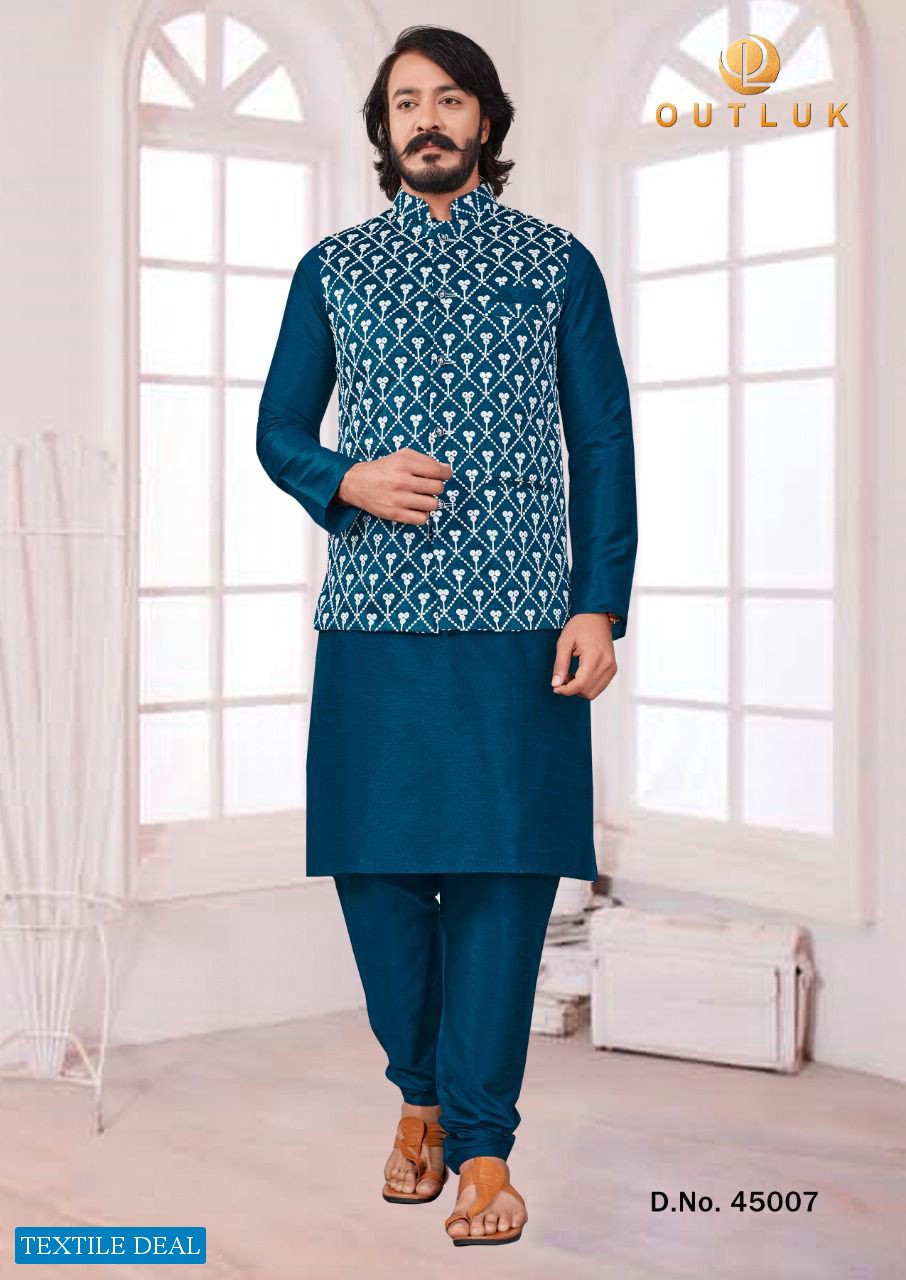 Outlook Vol-45 wholesale Fancy Silk Kurta With Jacket And Pajama