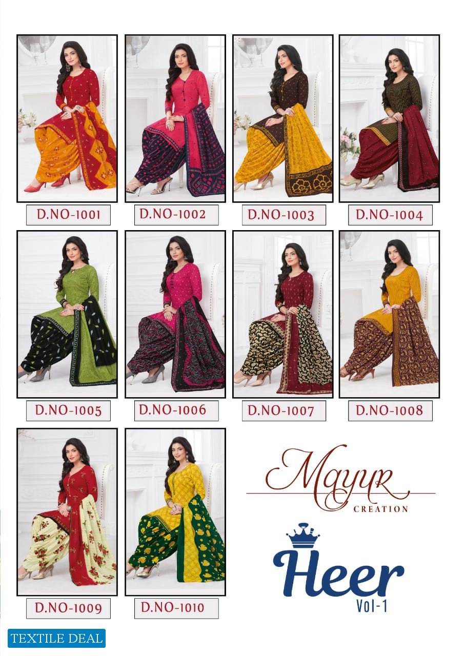 Mayur Heer Vol-1 Wholesale Pure Cotton Fabrics Dress