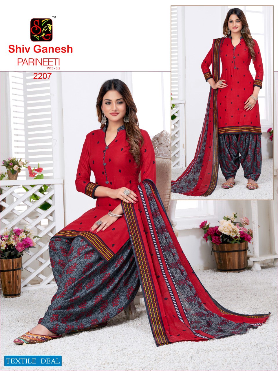 Shiv Ganesh Parineeti Vol-22 Wholesale Pure Cotton Fabrics Dress Material