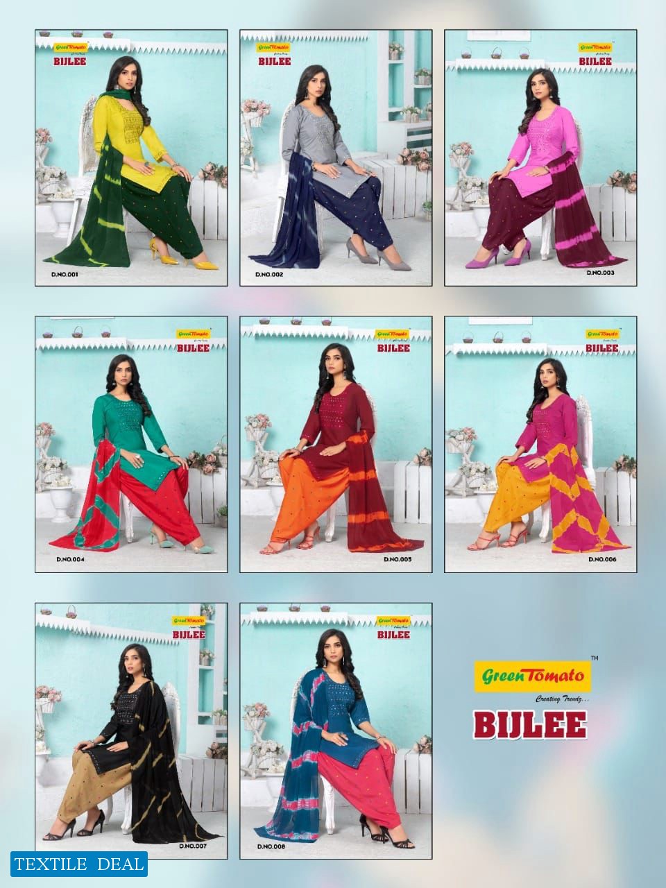 Green Tomato Bijlee Wholesale 3 Piece Readymade Patiyala Dress