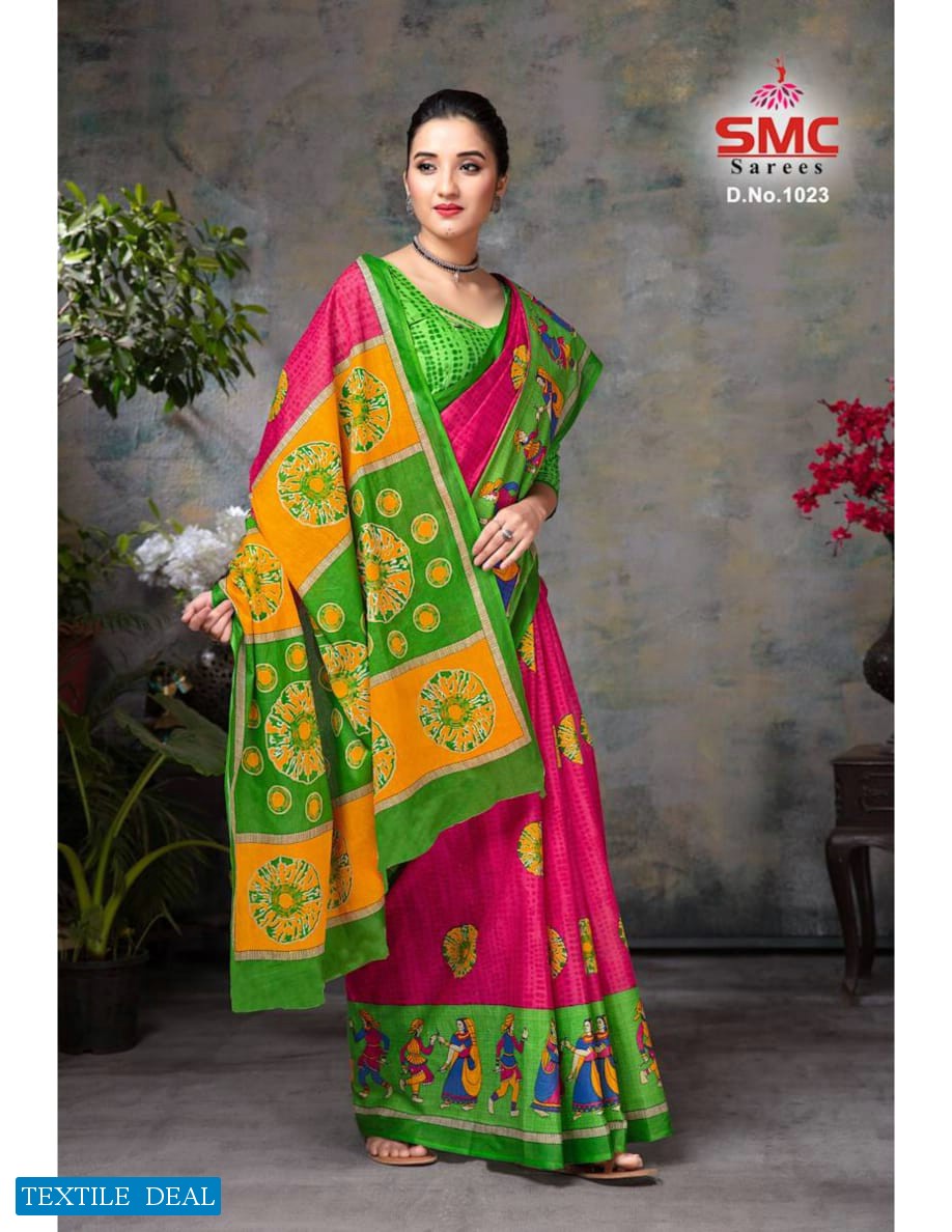 SMC Pallavi Wholesale Cotton Printed Indian Sarees