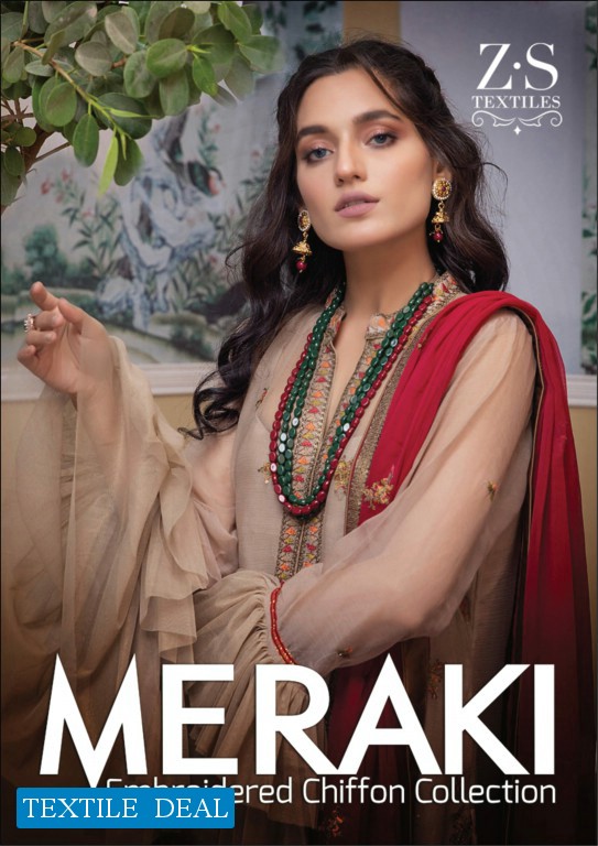 ZS Meraki Embroidered Chiffon Collection Original Pakistani Dress