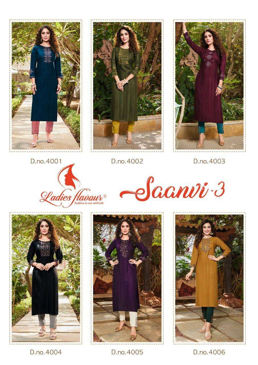 LADIES FLAVOUR SAANVI VOL 3 CLASSY LOOK INDIAN KURTI WITH BOTTOM PAIR