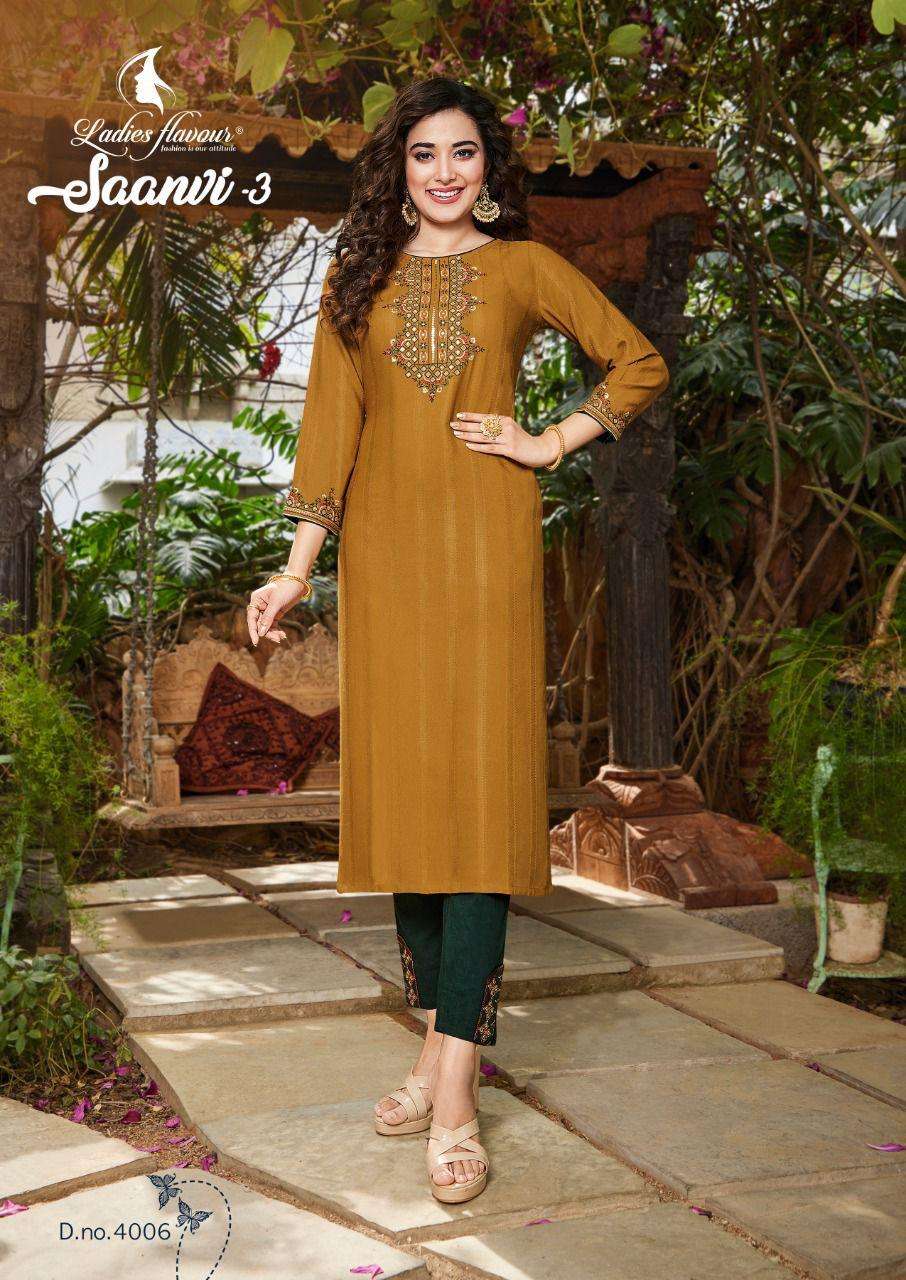 LADIES FLAVOUR SAANVI VOL 3 CLASSY LOOK INDIAN KURTI WITH BOTTOM PAIR