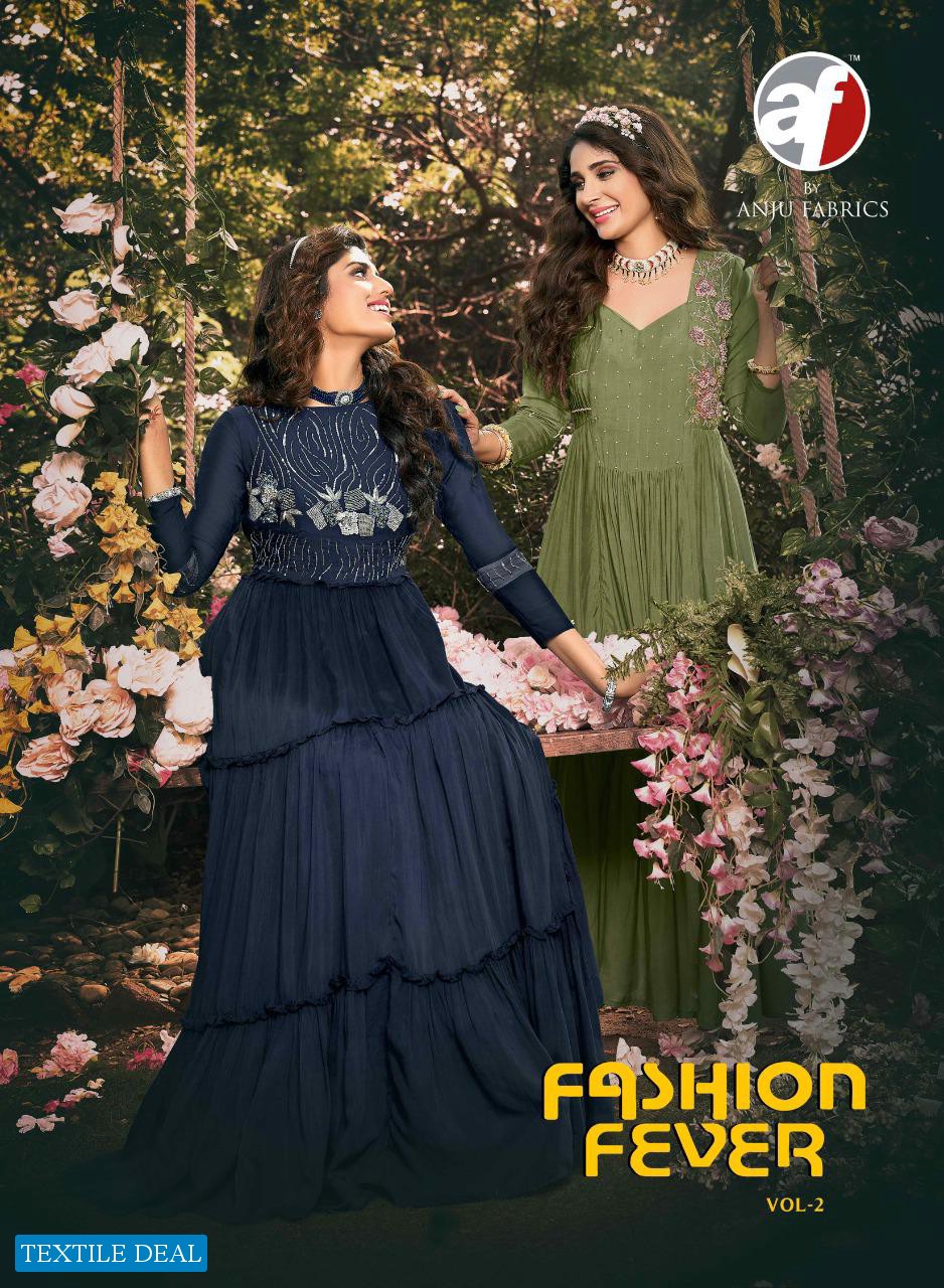 Anju Fashion Fever Vol-2 Wholesale Designer Gown With Stylish Sleeves Kurtis