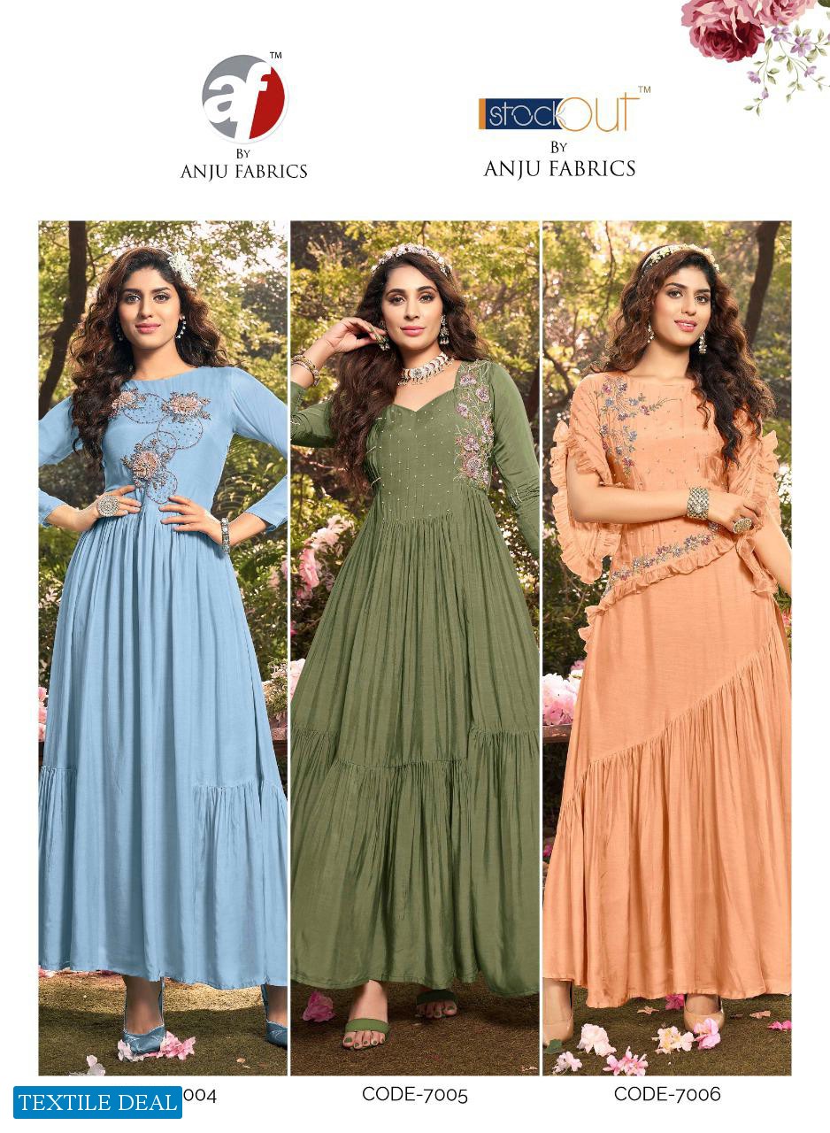 Anju Fashion Fever Vol-2 Wholesale Designer Gown With Stylish Sleeves Kurtis