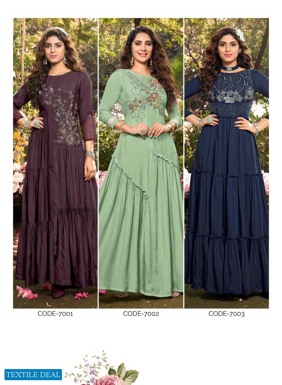 Anju Fashion Fever Vol-2 Wholesale Designer Gown With Stylish Sleeves Kurtis