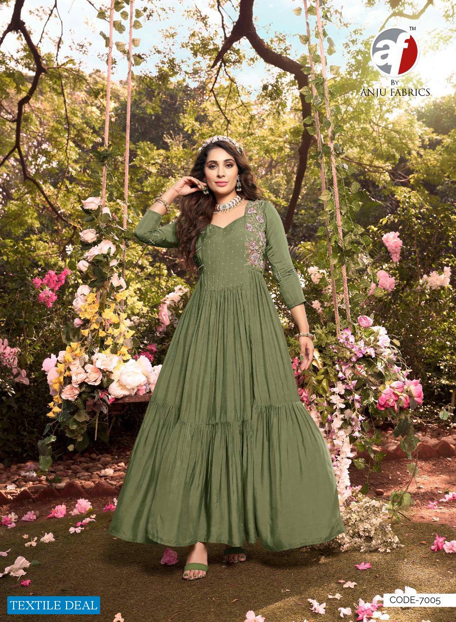 Anju Fashion Fever Vol-2 Wholesale Designer Gown With Stylish Sleeves Kurtis