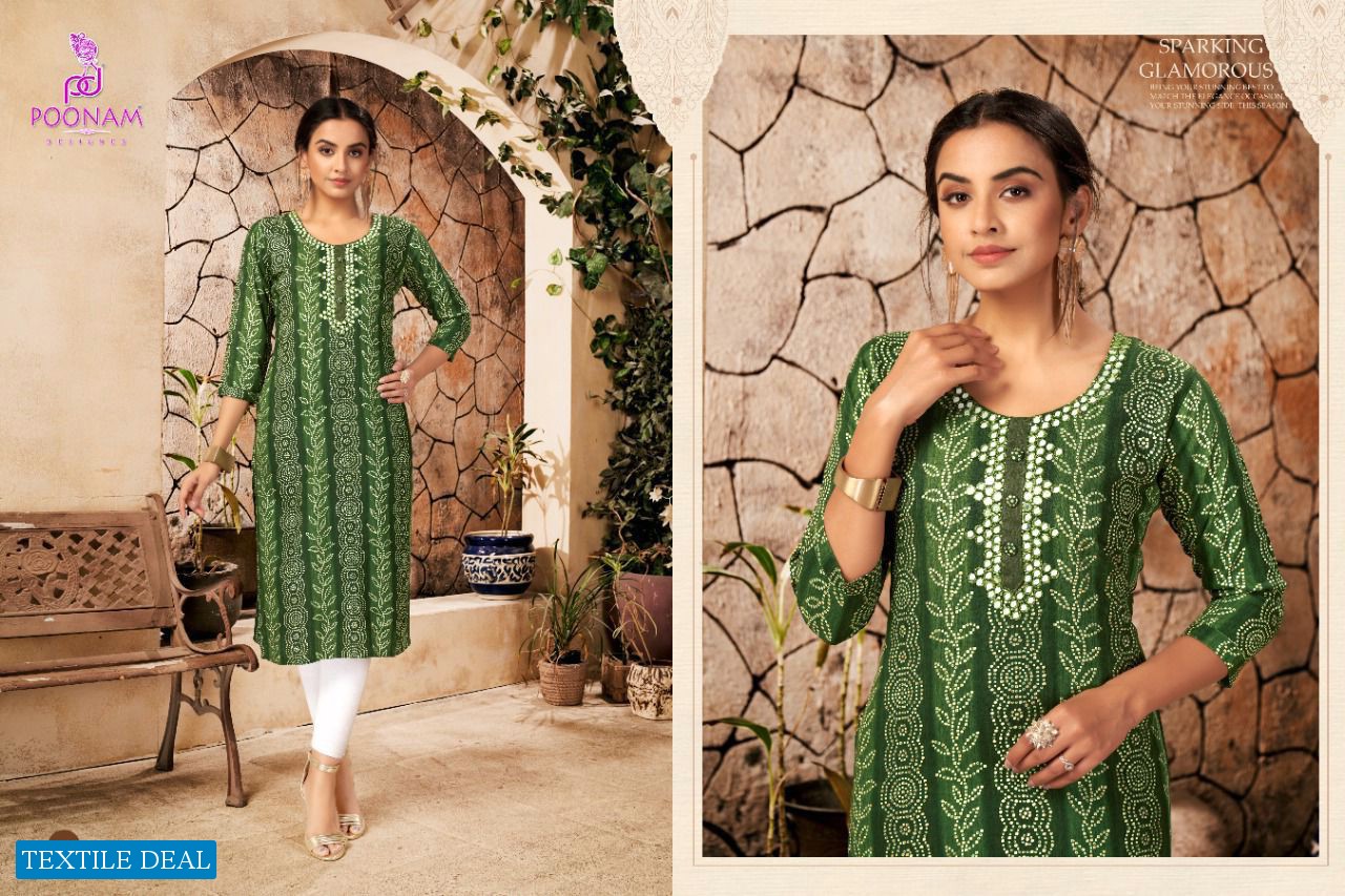 Poonam Sparsh Wholesale Reyon Neck Hand Work Kurtis