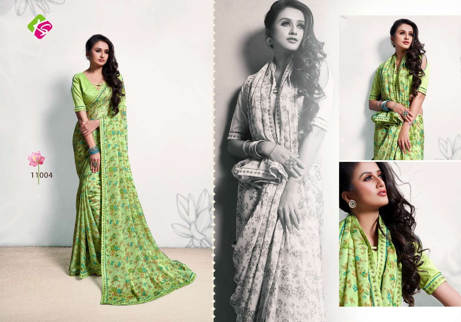 KALA SILK SEEMAYRA MOSS CHIFFON SAREE WITH BORDER