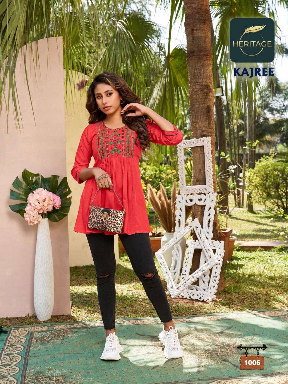 KAJREE BY HERITAGE HEAVY RAYON & RAYON SLUB DESIGNER SHORT KURTI WITH CONCEPT EMBROIDERY & DETAILING TOP CATALOG