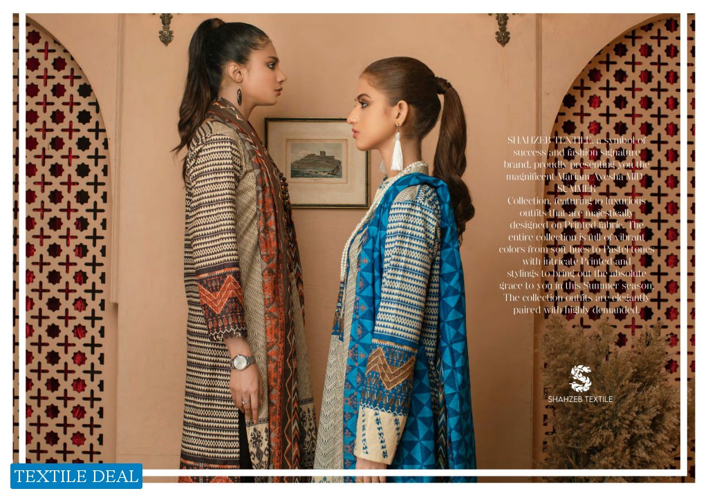 Mariam Ayesha By Shahzab Textile Printed Lawn Vol-1 Pakistani Collection