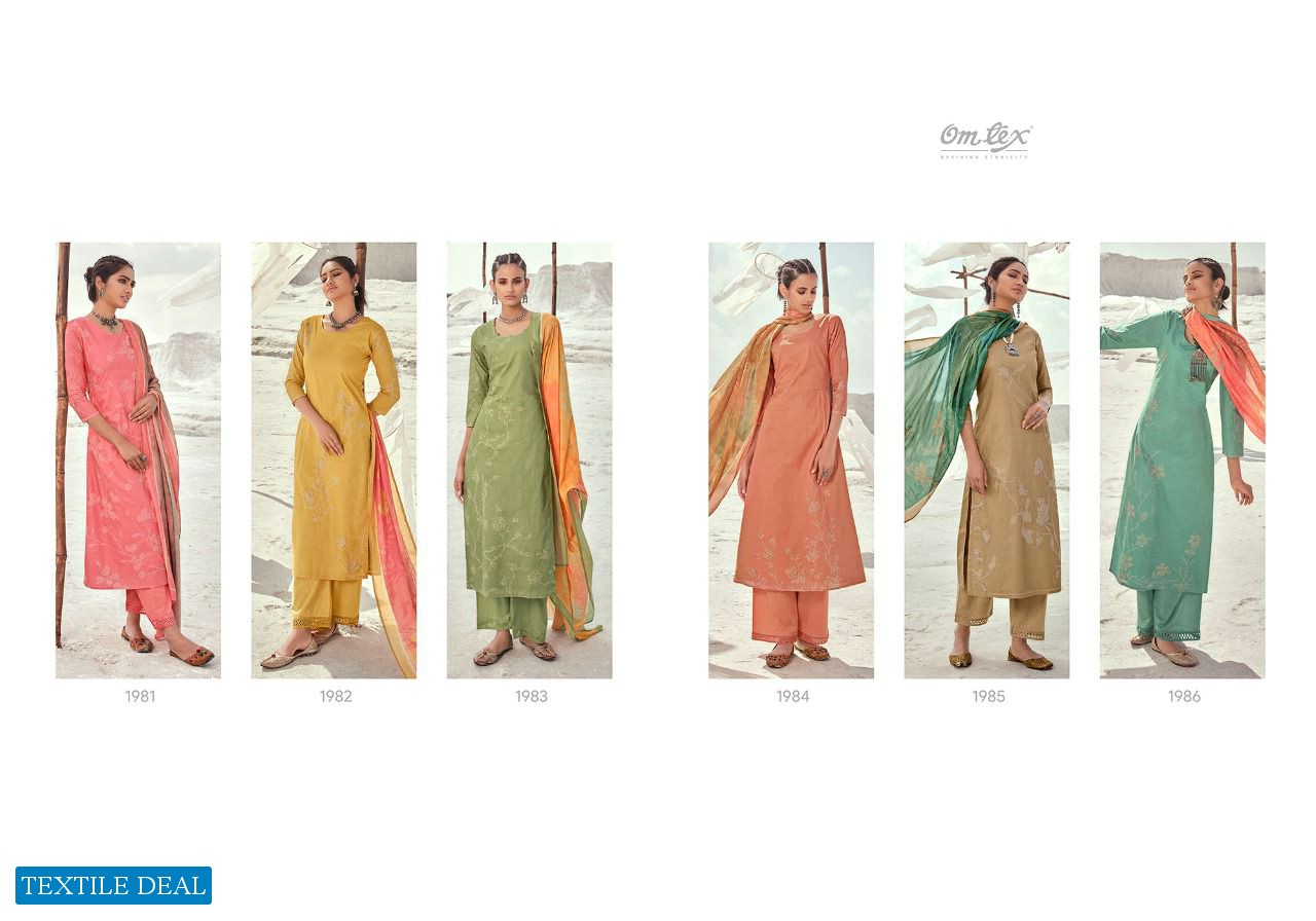 Omtex Shahaya Wholesale Lawn Cotton With Handwork Salwar Kameez